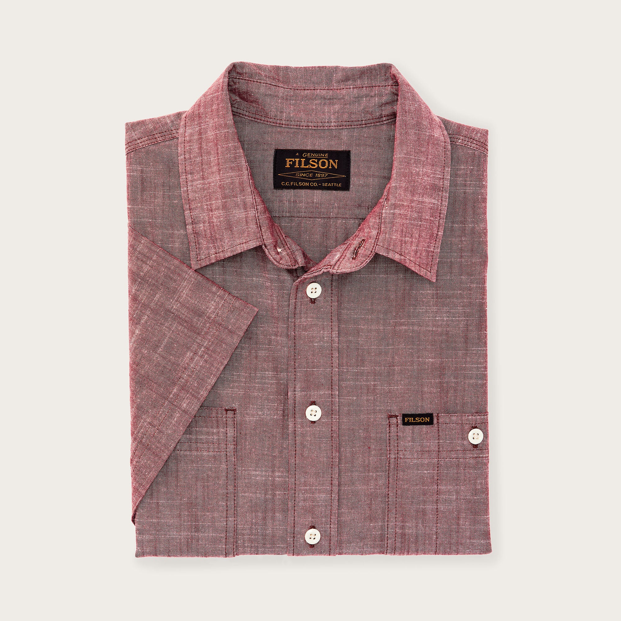 SHORT SLEEVE CHAMBRAY SHIRT - Image 3